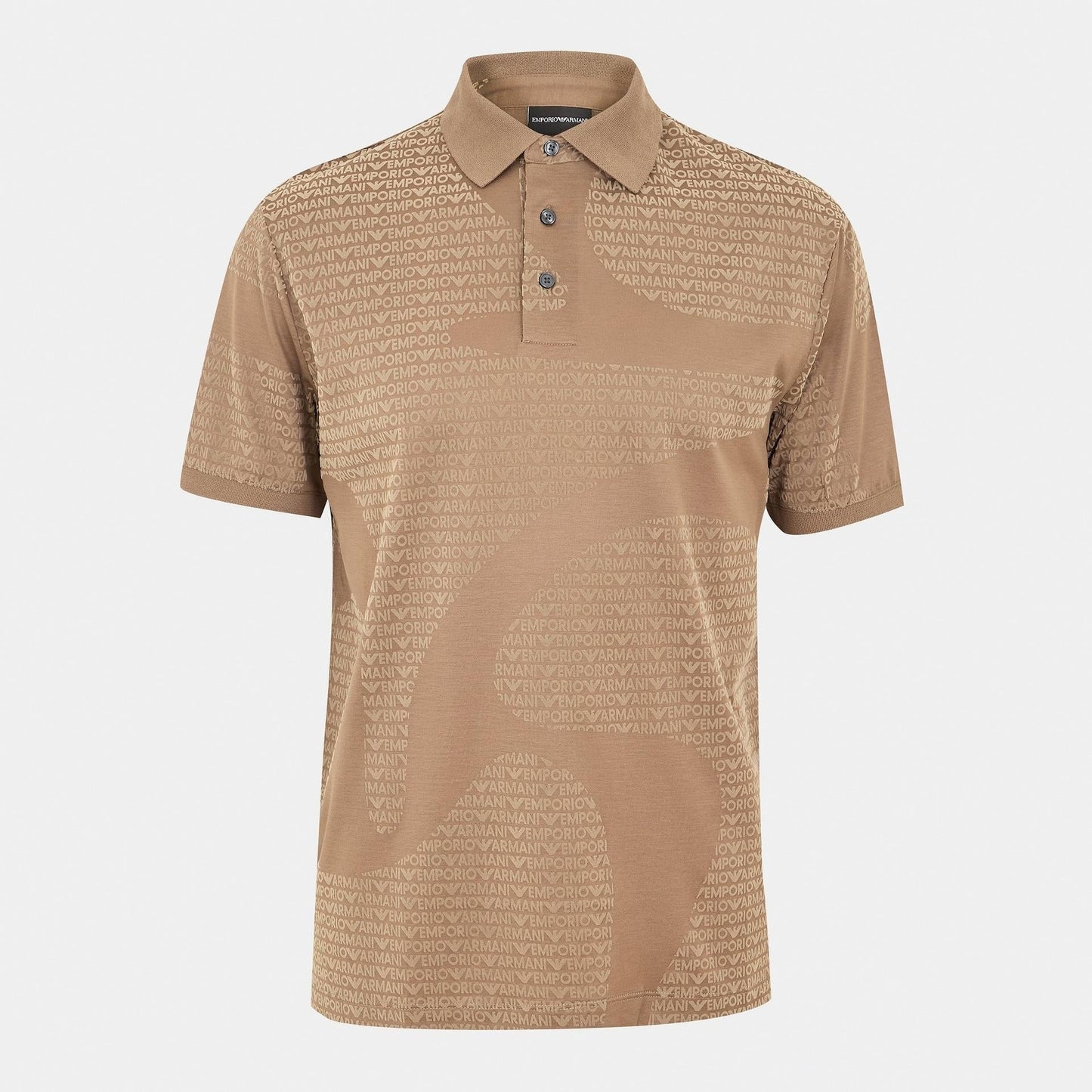 Men's Logo Print Short Sleeve Polo Shirt – Beige