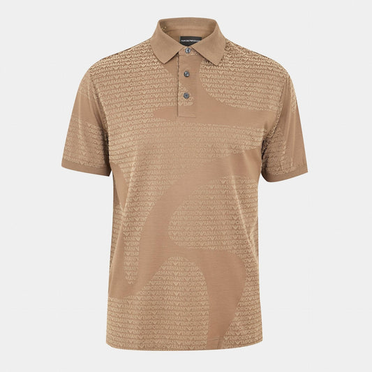 Men's Logo Print Short Sleeve Polo Shirt – Beige