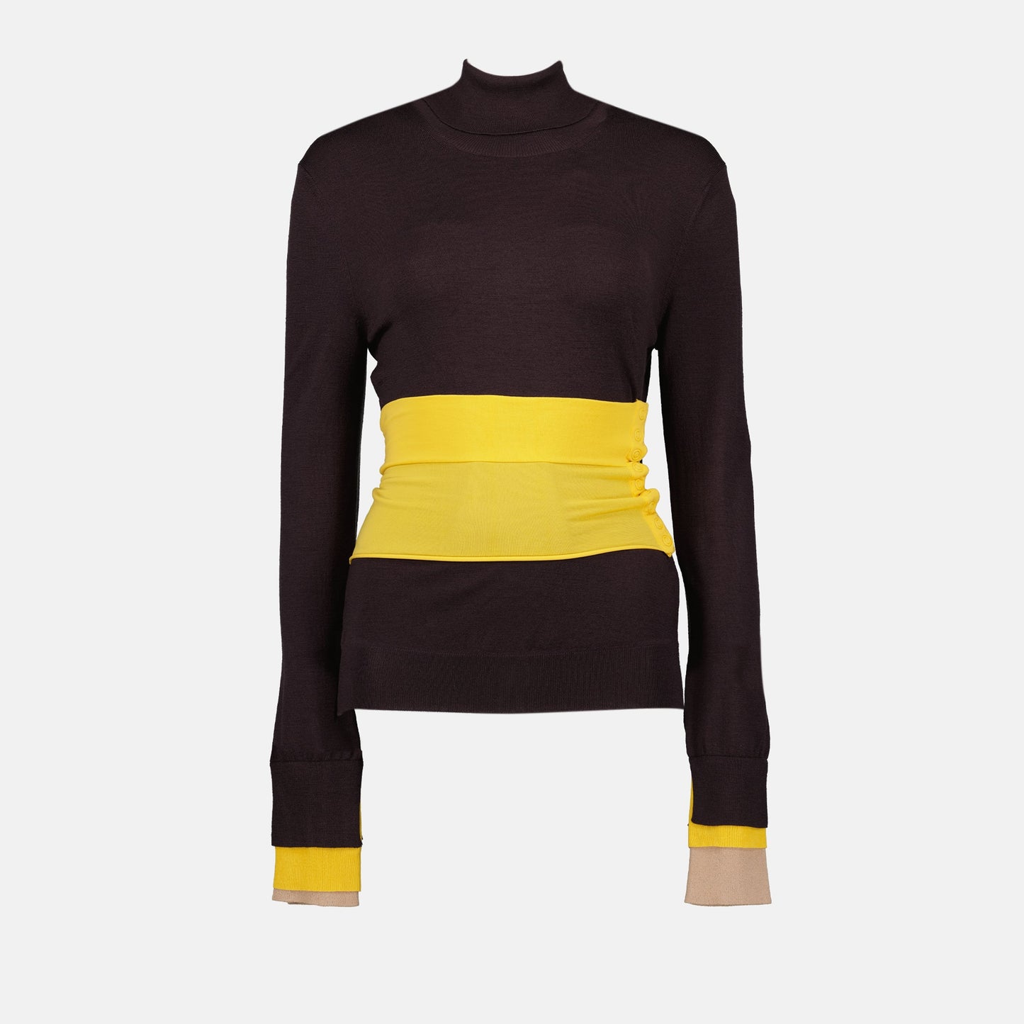 Color-Block Turtleneck Knit Top