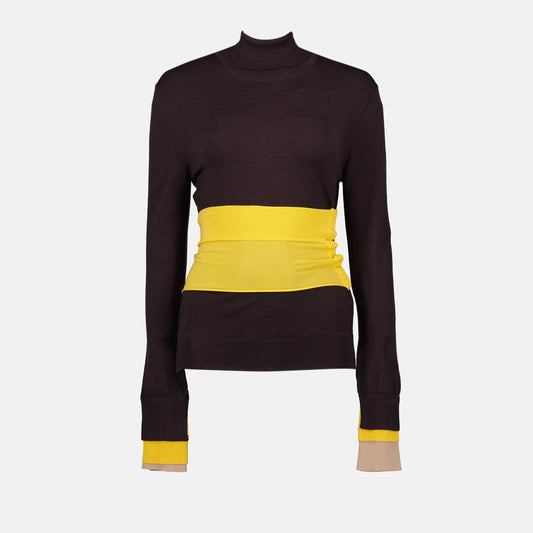 Color-Block Turtleneck Knit Top