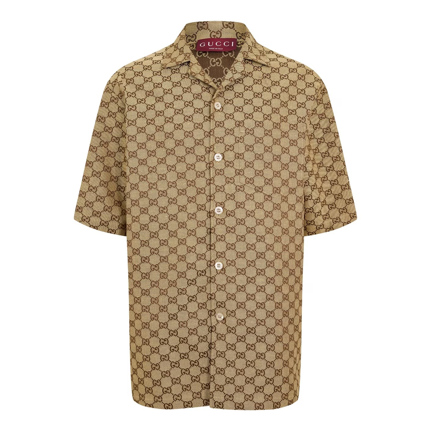 Men’s GG Linen Sleeve Patterned Shirt