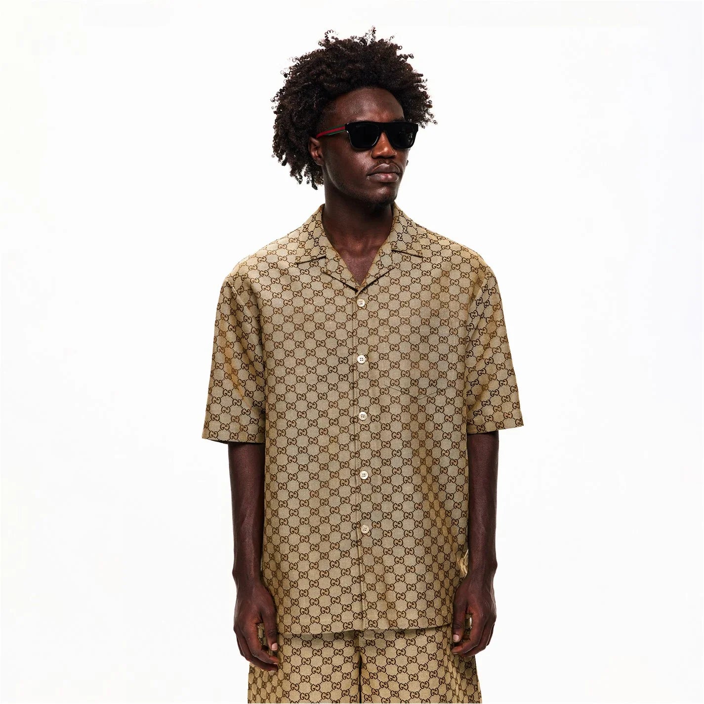 Men’s GG Linen Sleeve Patterned Shirt
