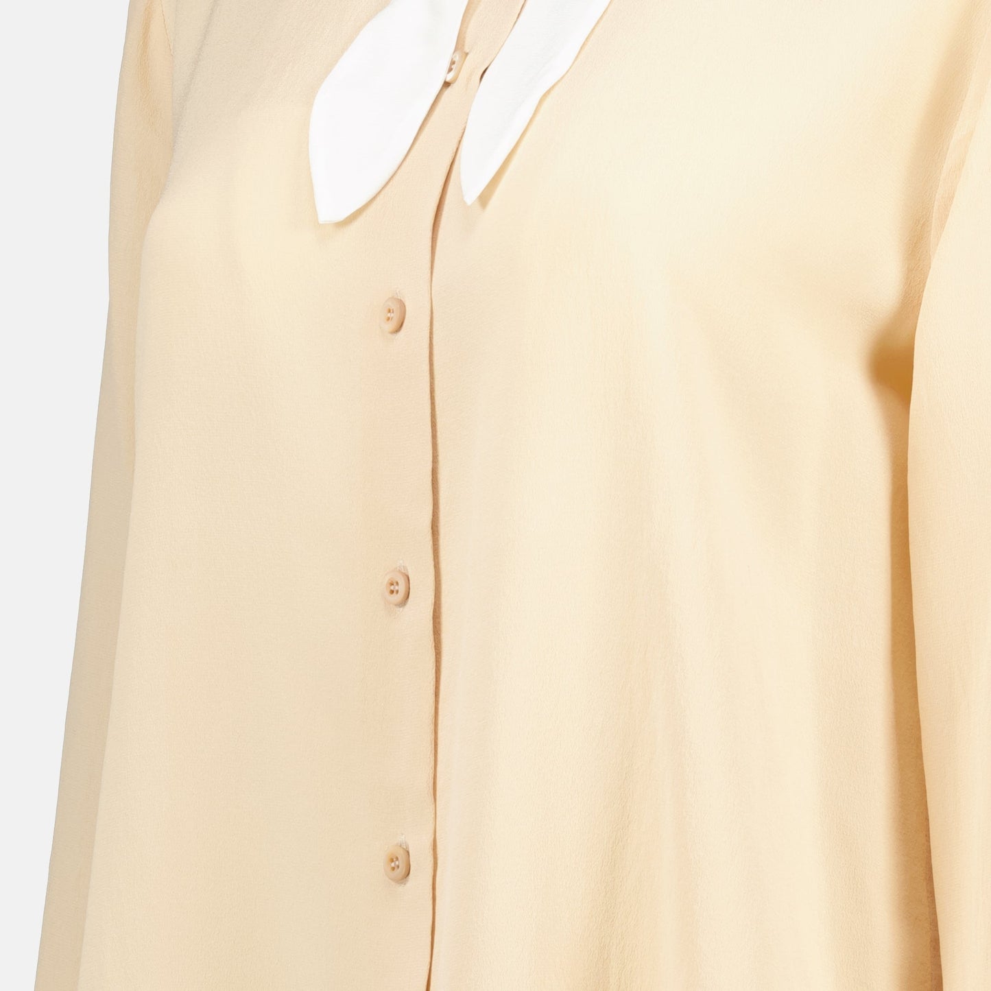 Cream Silk Bow Collar Blouse