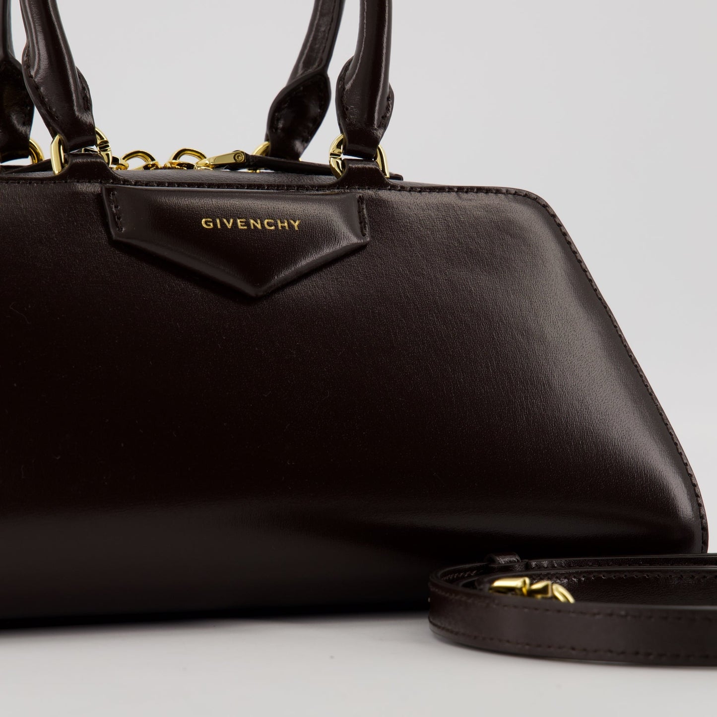 Mini Antigona Top Handle Bag – Dark Brown
