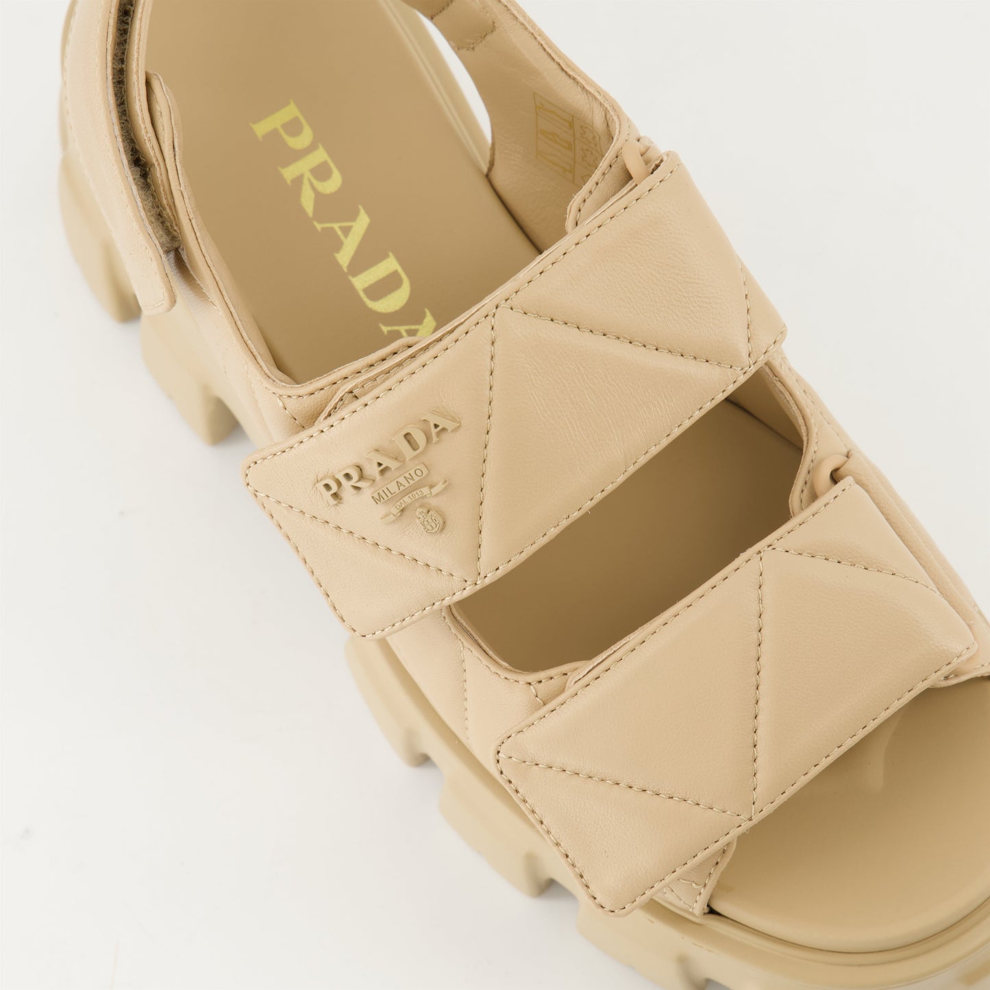 Quilted Platform Sandals-Beige