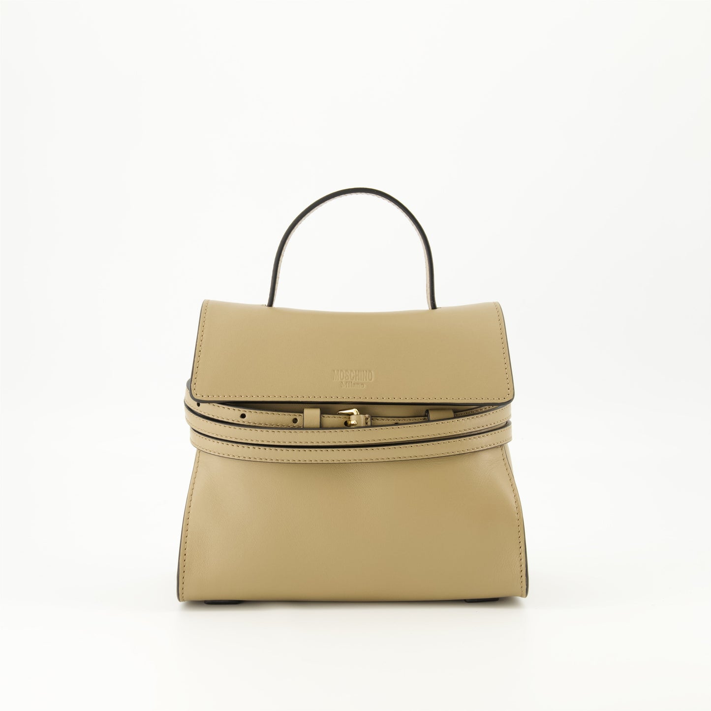 Tie Me Leather shoulder bag ( Beige)