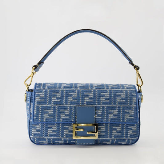 Baguette Shoulder Bag – Blue Jacquard