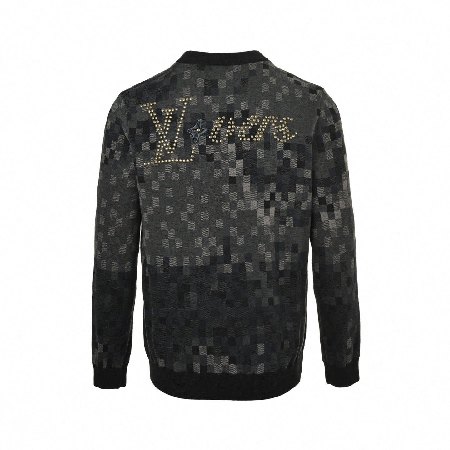 LV Pixelated Knit Crewneck Sweater – Black & Grey