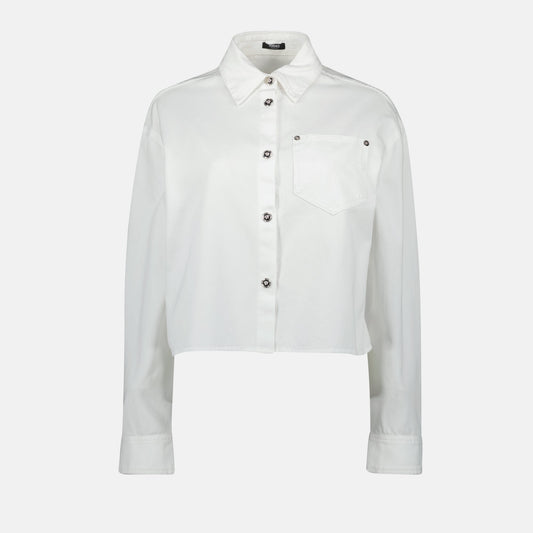 Cropped White Button-Up Shirt