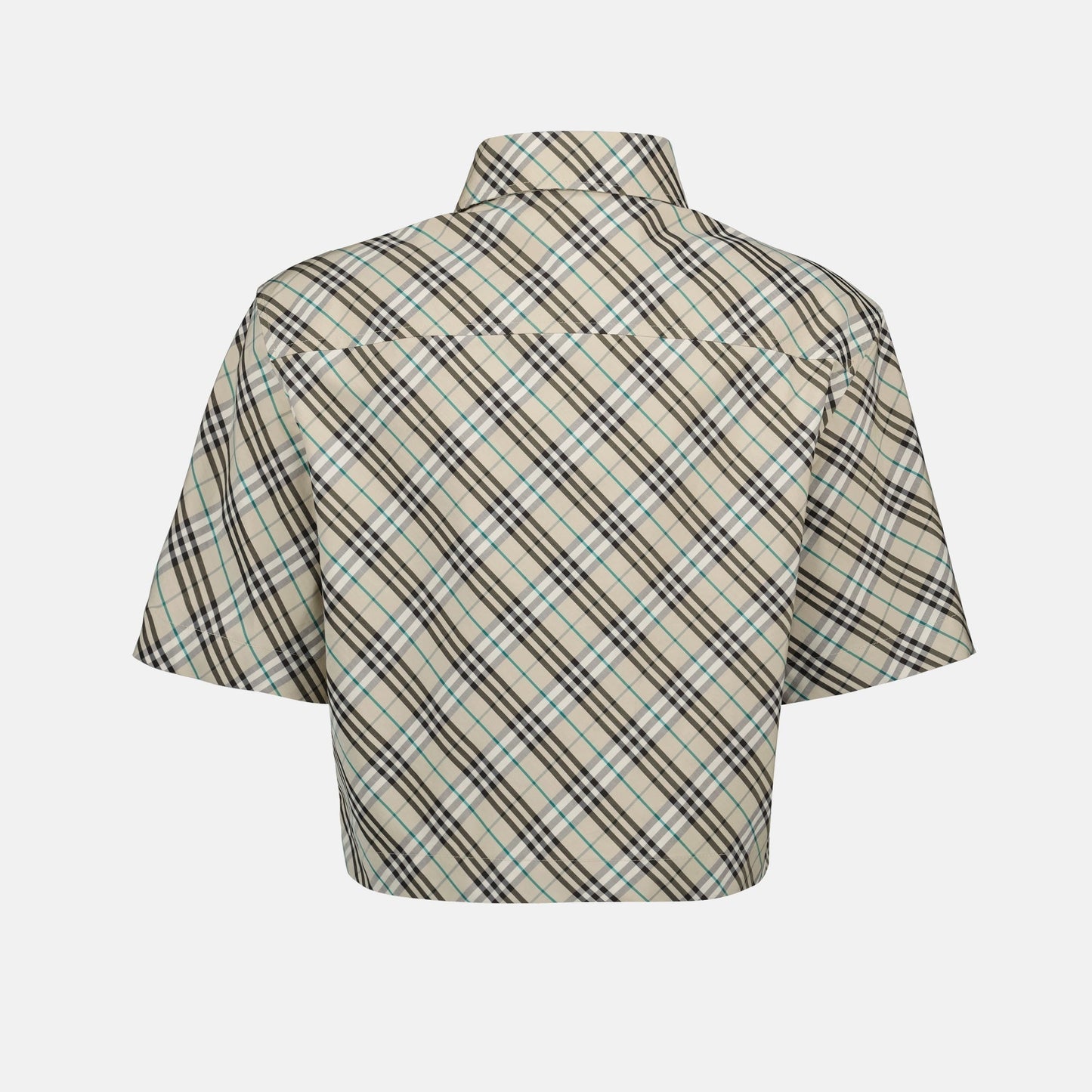 Cropped Short Sleeve Shirt-Ice Blue