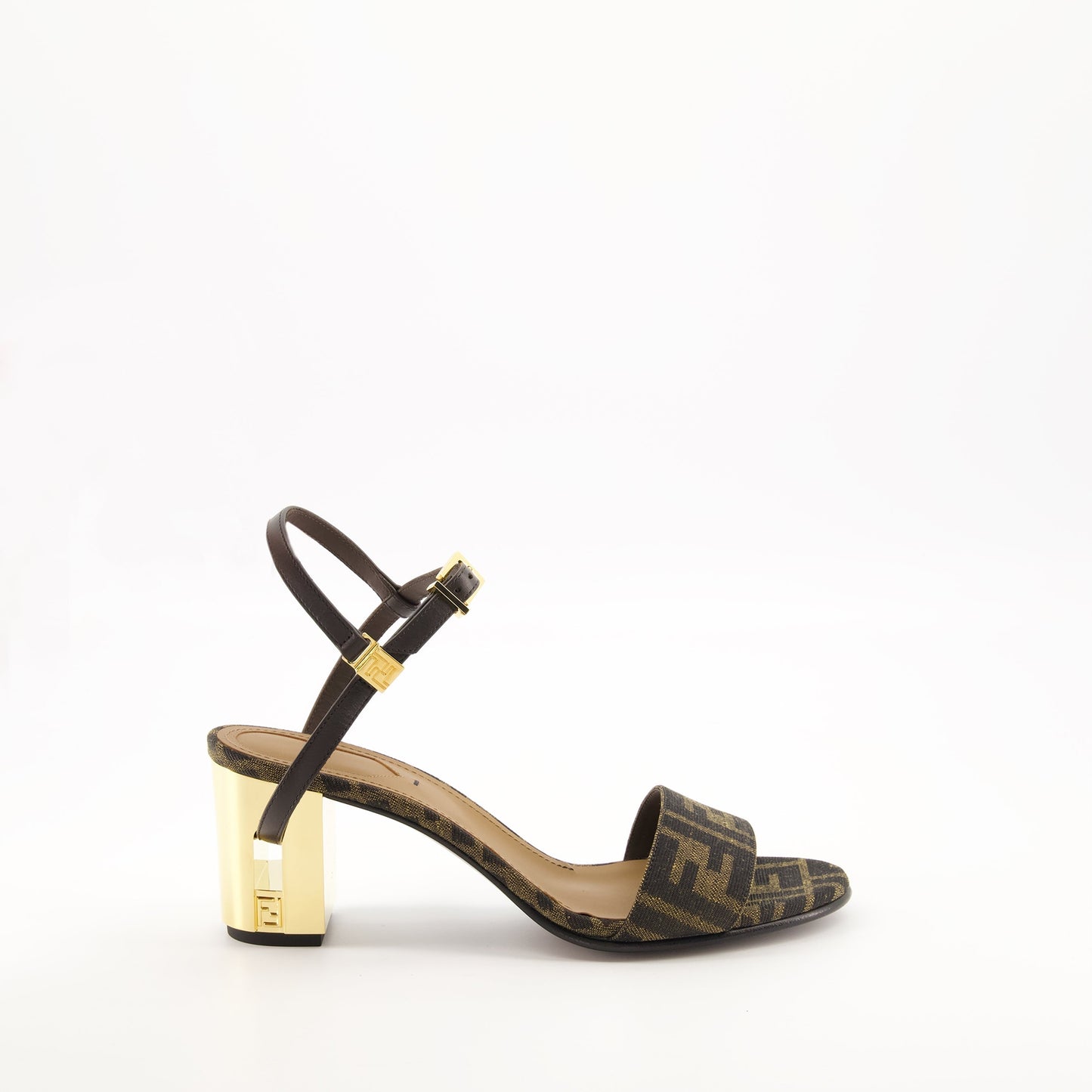 Jacquard Sandals with Metallic Heel