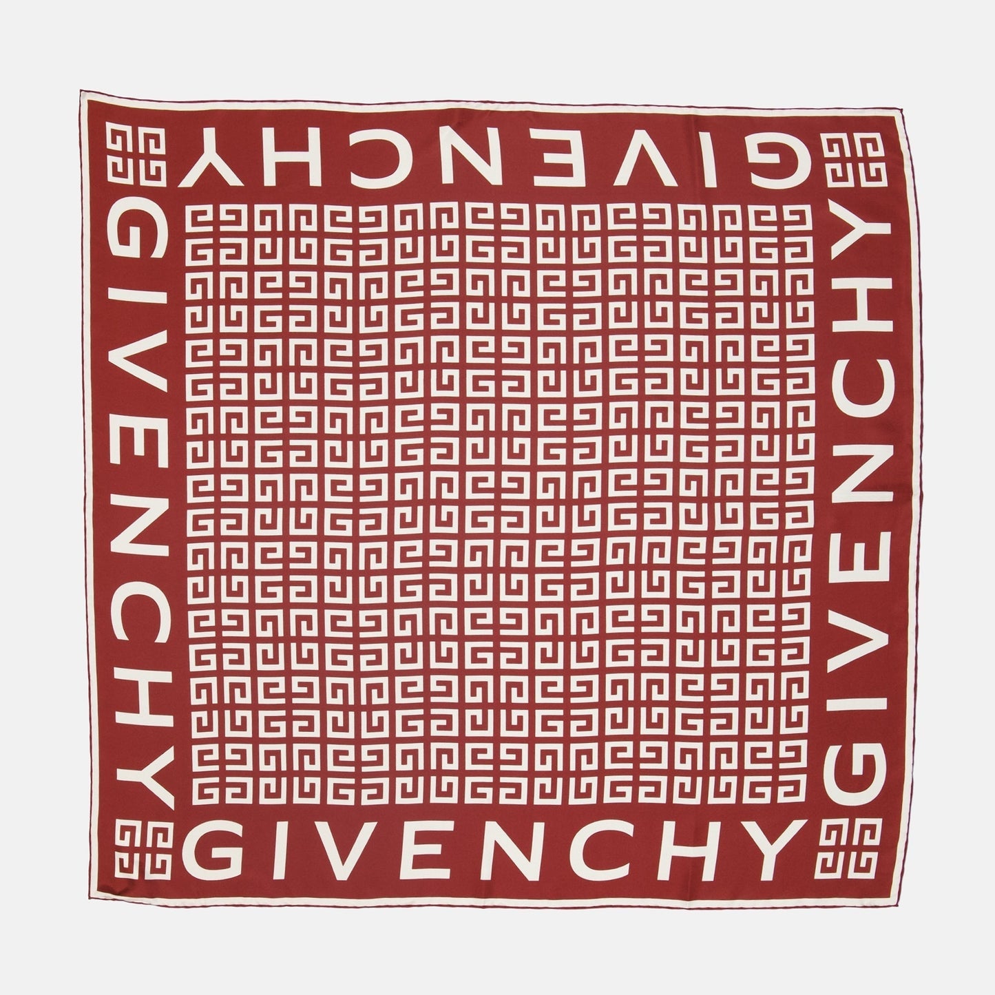 Monogram Border Scarf – Red & White