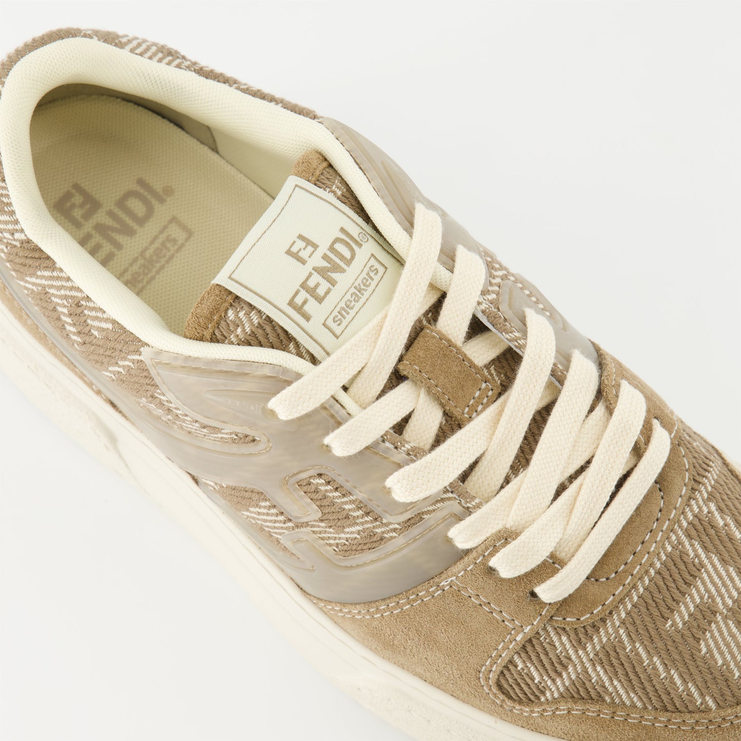 Platform Sneakers Beige Jacquard