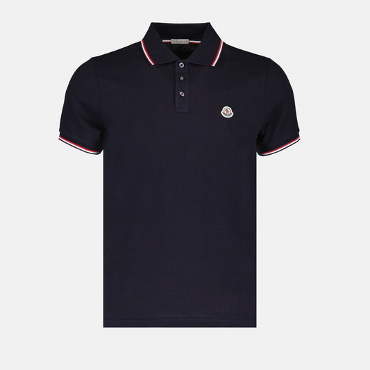 Navy Polo Shirt with Tricolour Trim