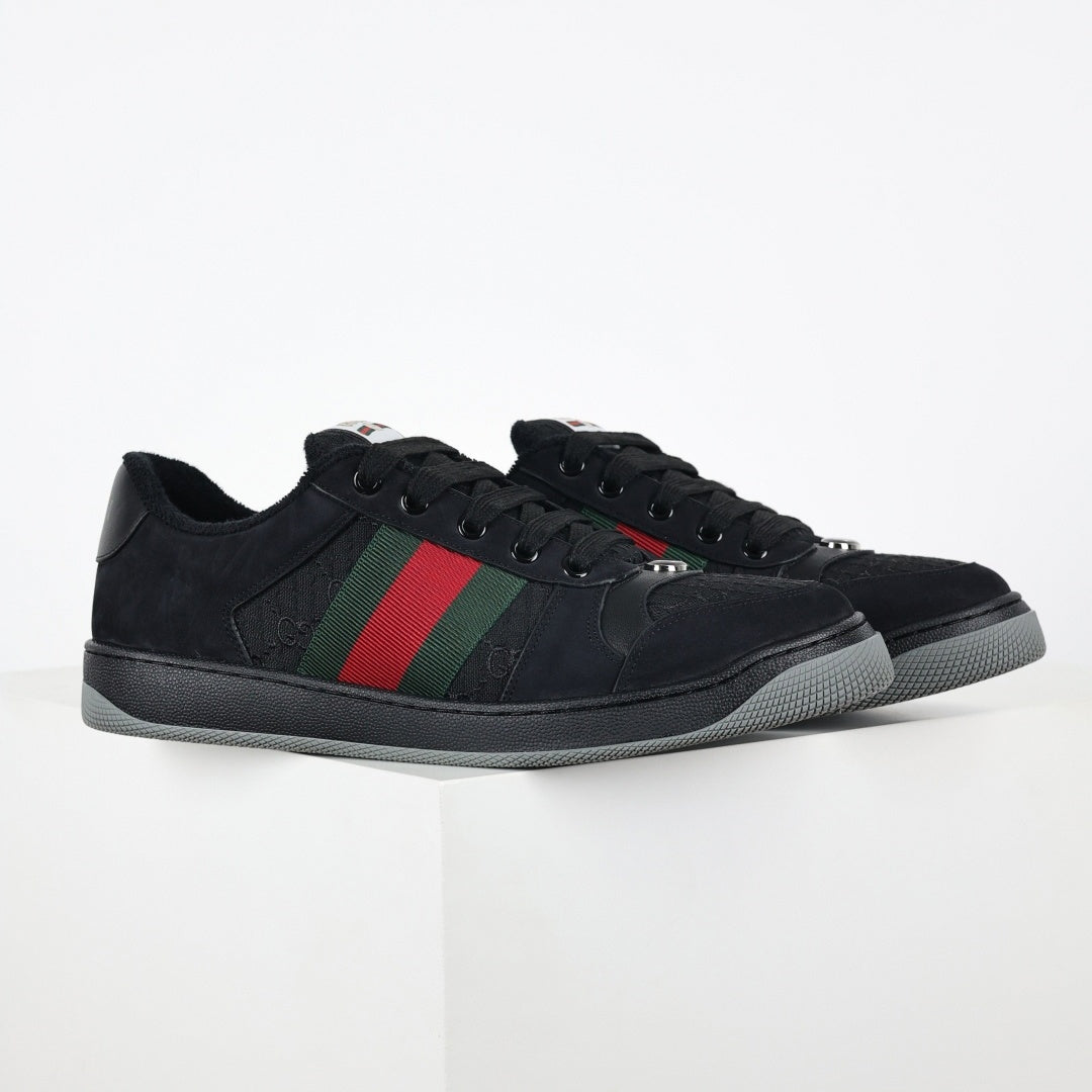Screener Sneakers in Black with Web Stripe