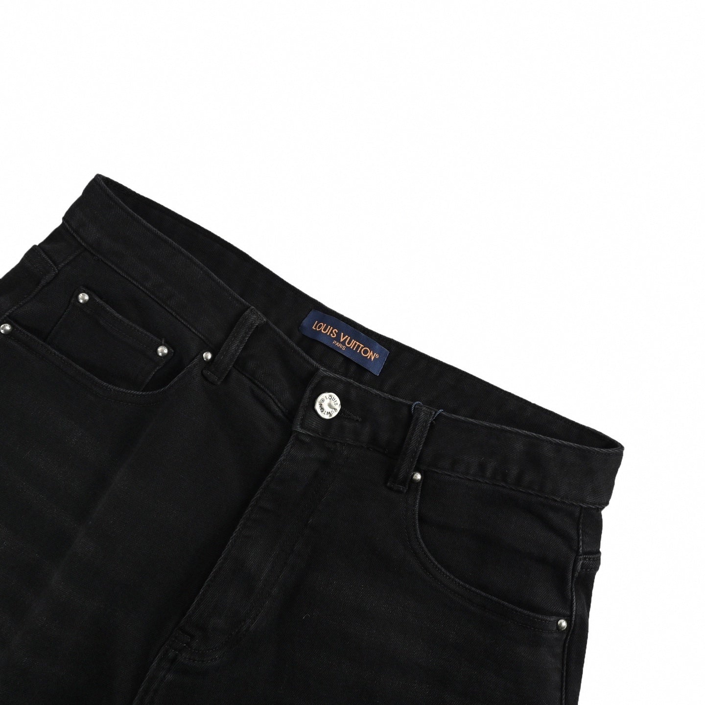 Black Slim-Fit Denim Jeans with Monogram Details