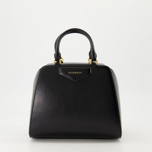Small Antigona Top Handle Bag in Black Leather
