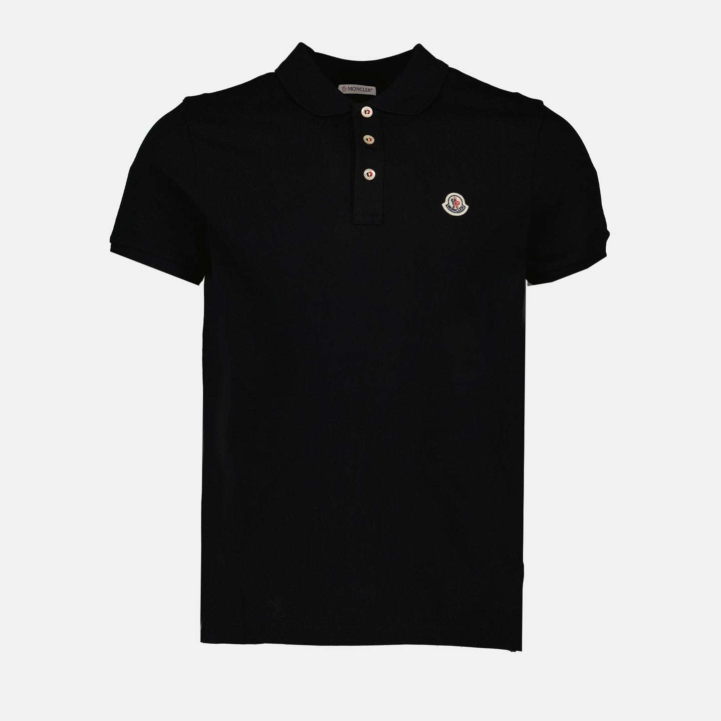 Black Polo Shirt with Signature Button Detail