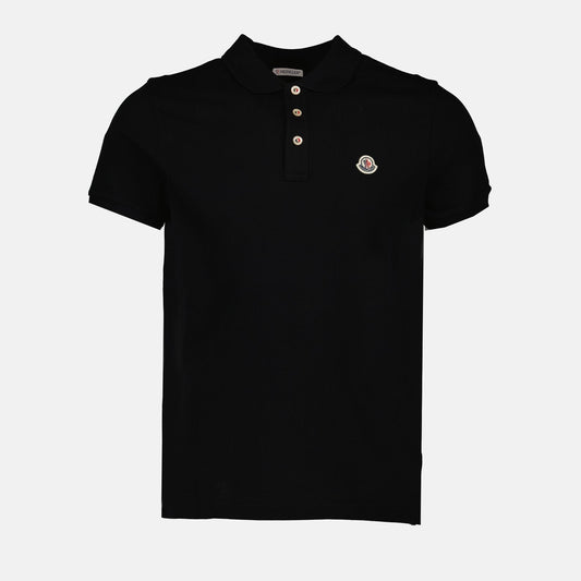 Black Polo Shirt with Signature Button Detail