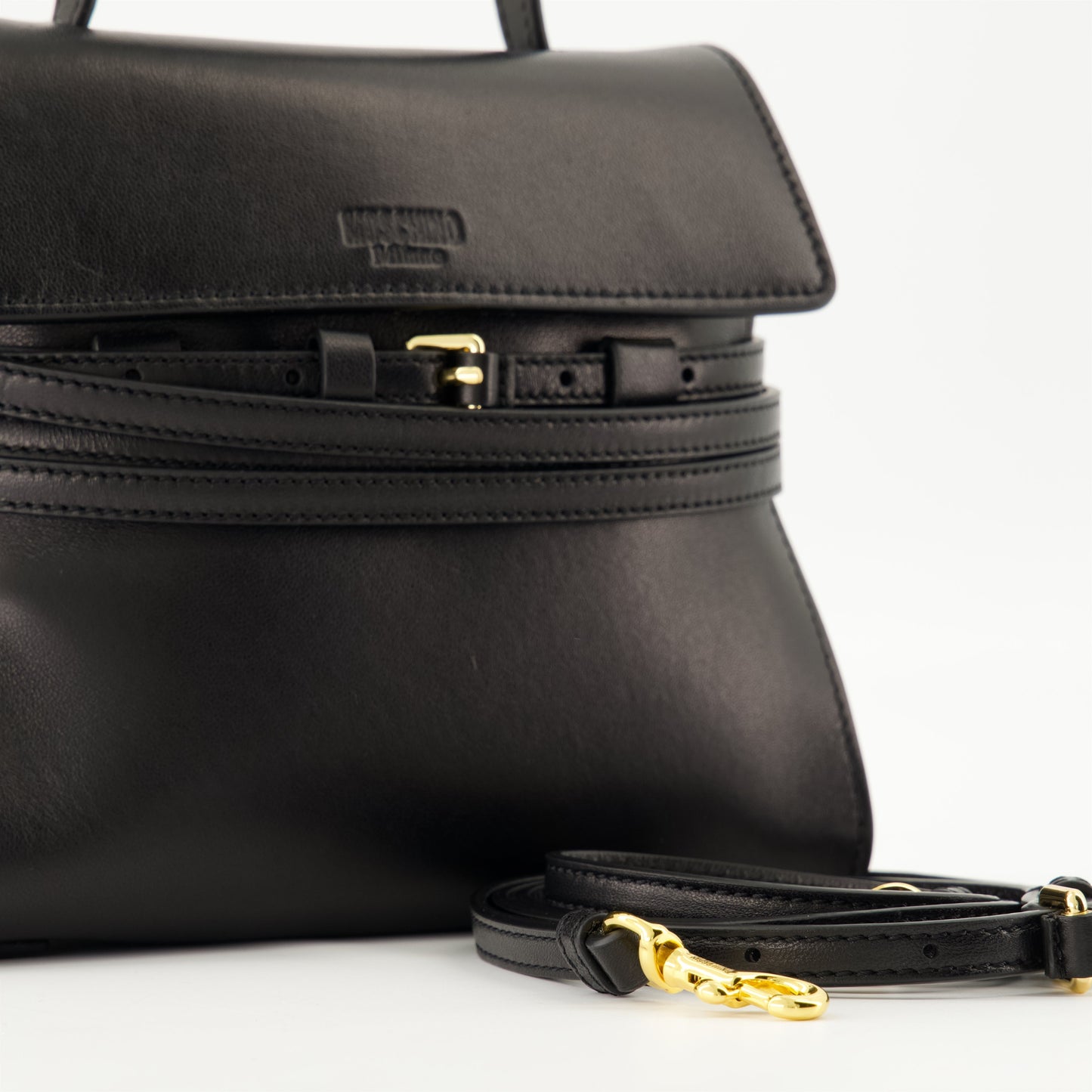 Tie Me Leather shoulder bag (Black)