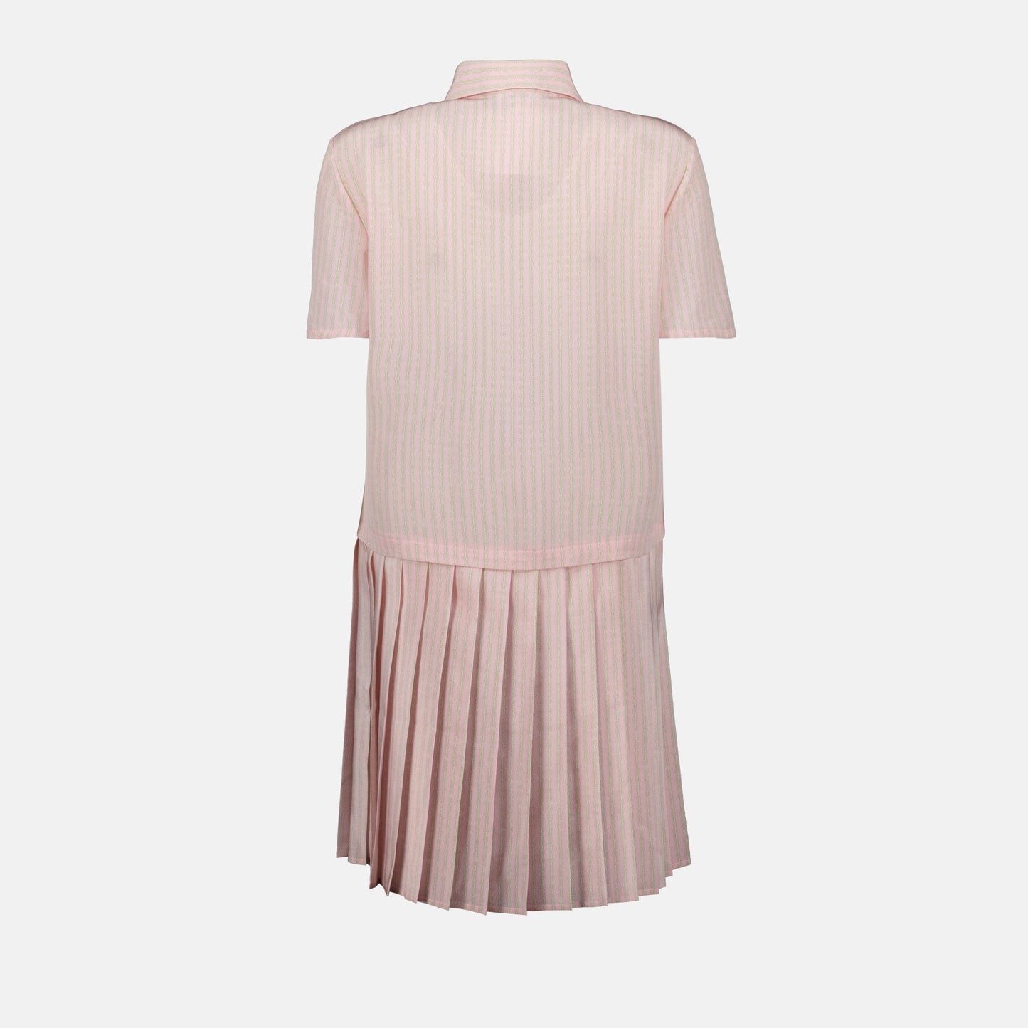 Striped Pleated Shirt Dress