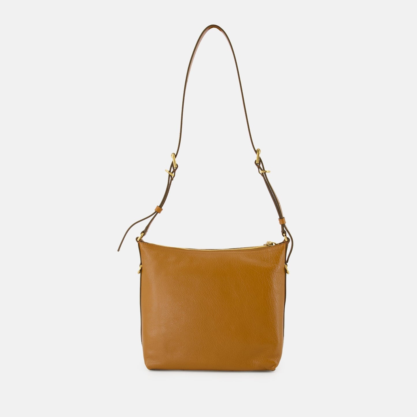 Tan Leather Shoulder Bag with Strap Detail