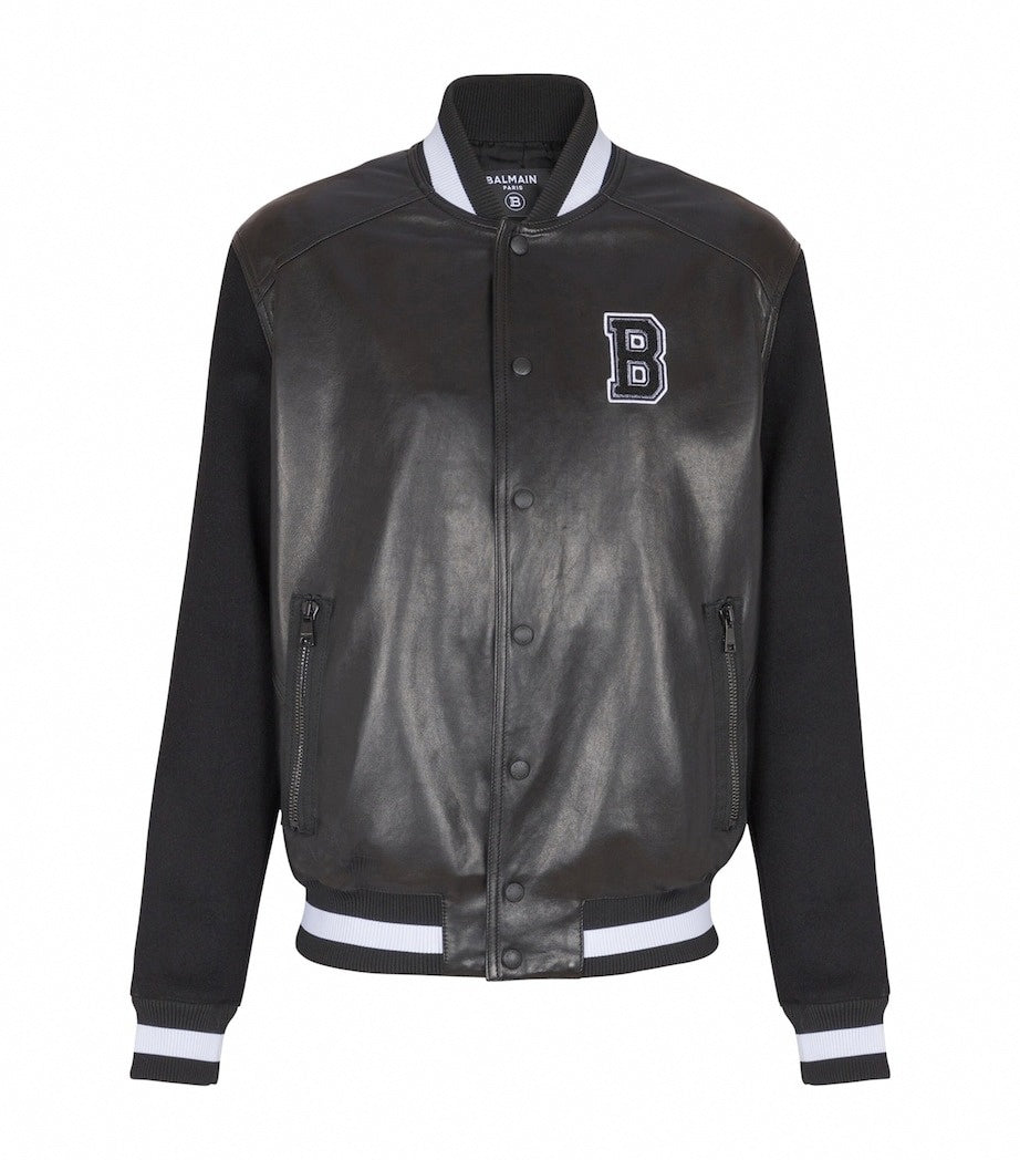 Leather & Wool Varsity Bomber Jacket