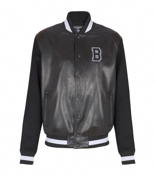 Leather & Wool Varsity Bomber Jacket