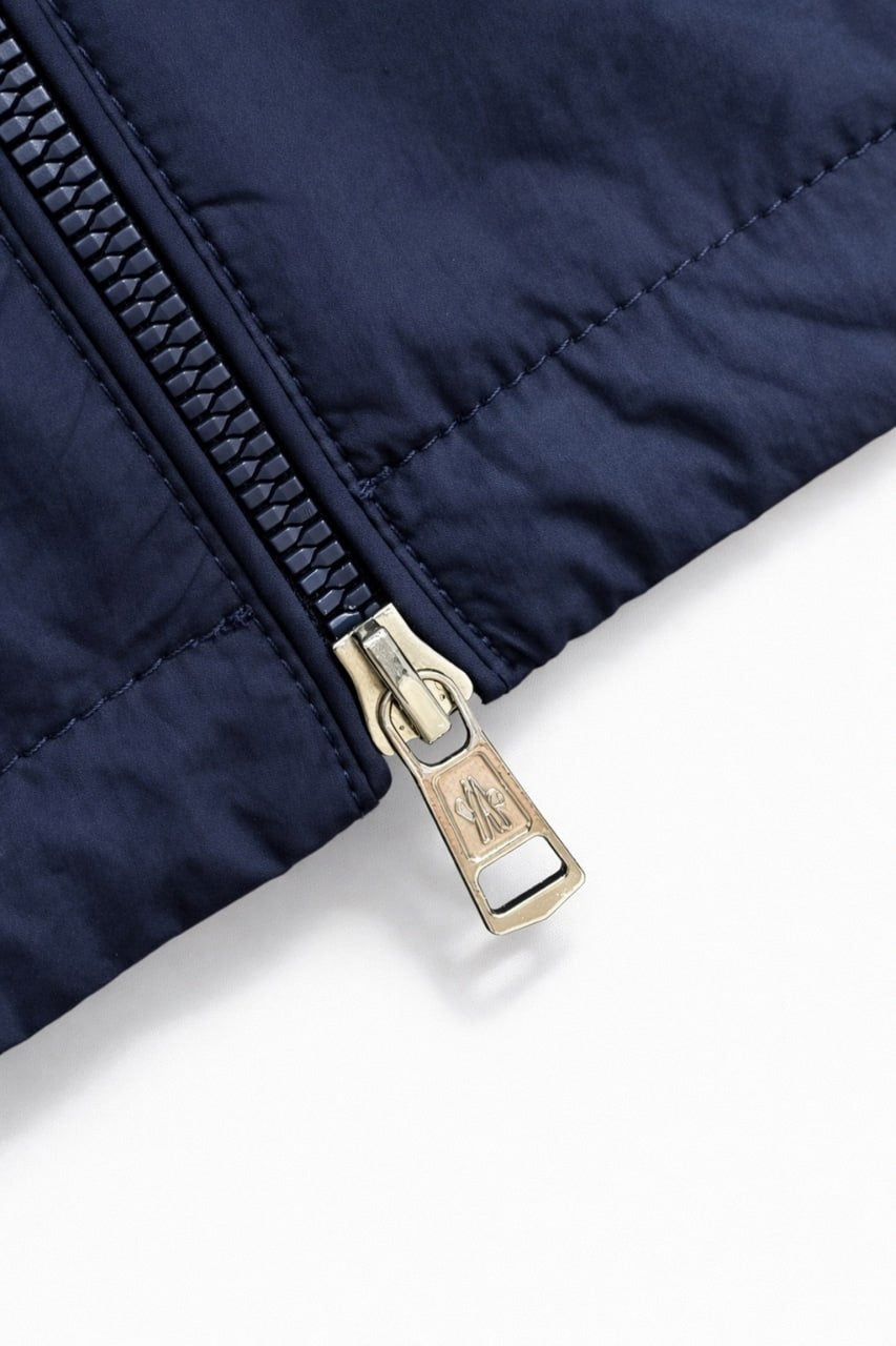 Hooded Nylon Jacket with Signature Stripe – Navy