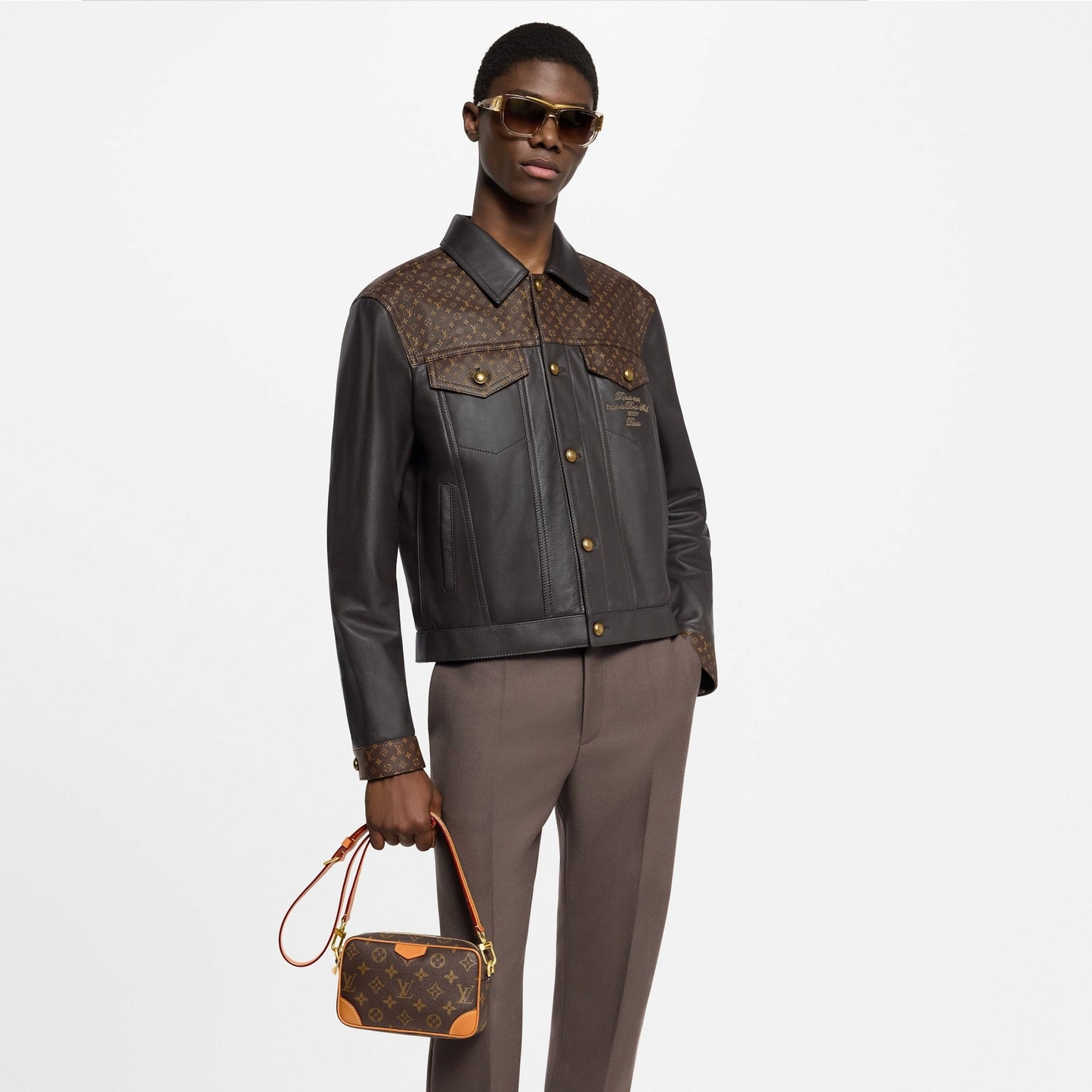 Canvas Pochette / Slim Crossbody (Brown/Tan)