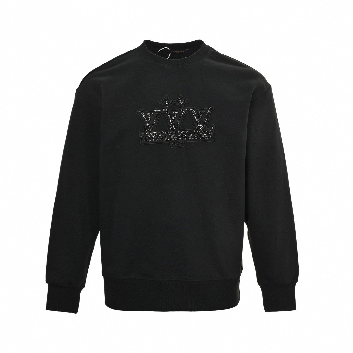 Embellished Crown Logo Crewneck Sweatshirt – Black