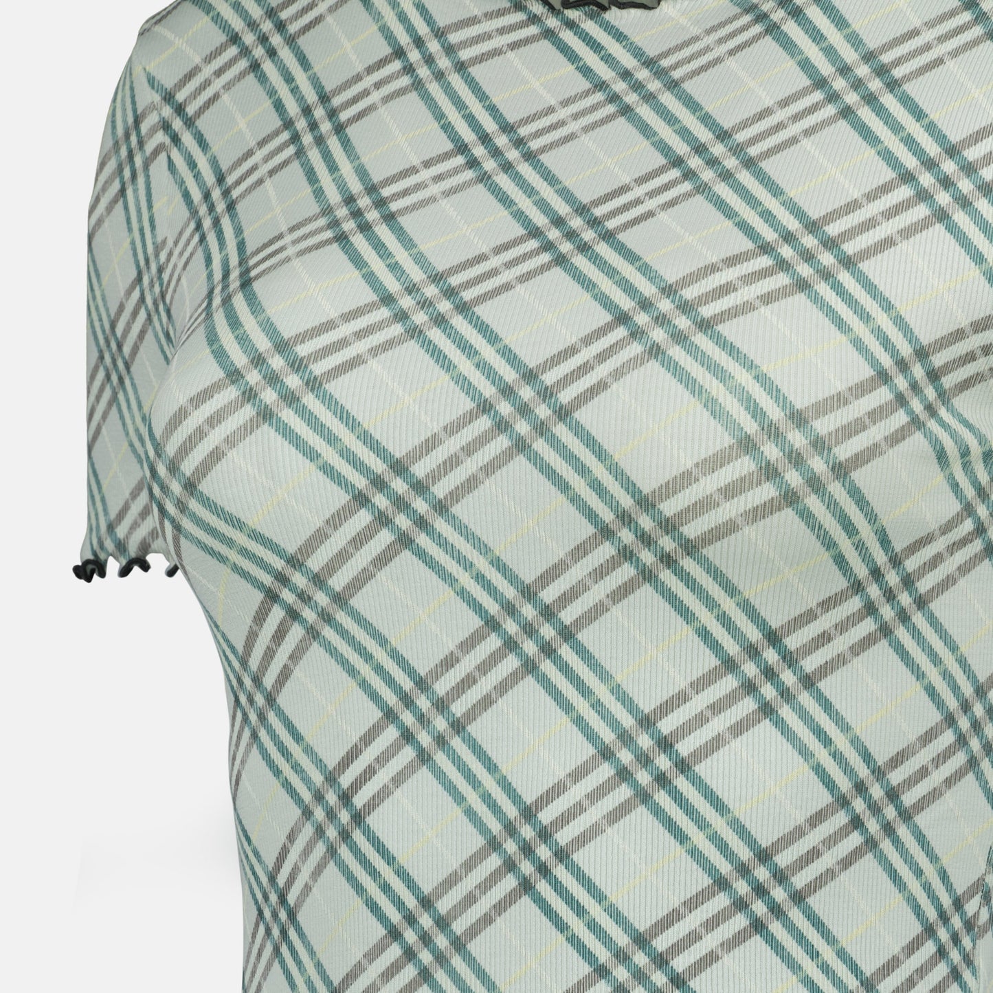 Check Print Mesh T-Shirt