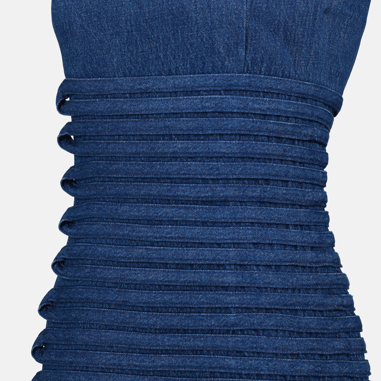 Ruched Denim Midi Dress