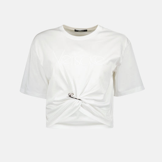 Logo Twist Crop T-Shirt -White