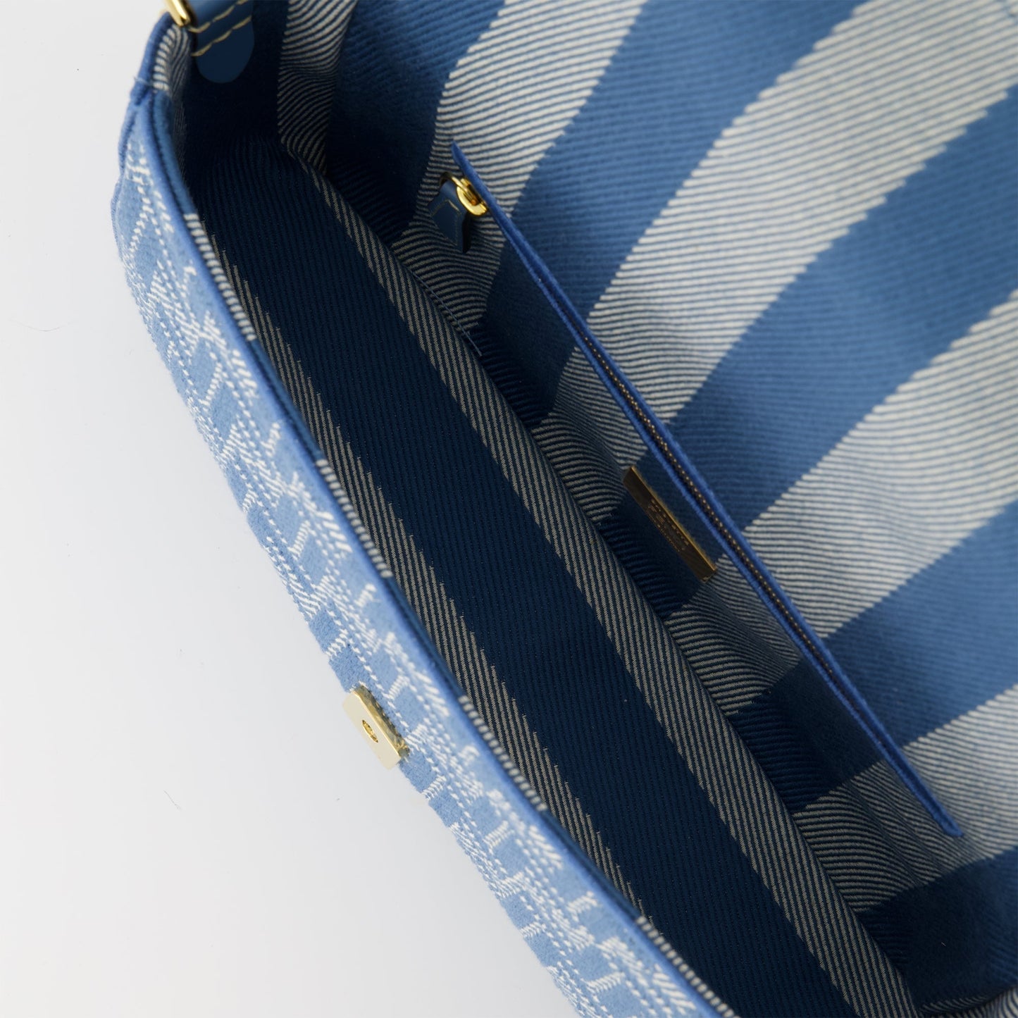 Baguette Shoulder Bag – Blue Jacquard