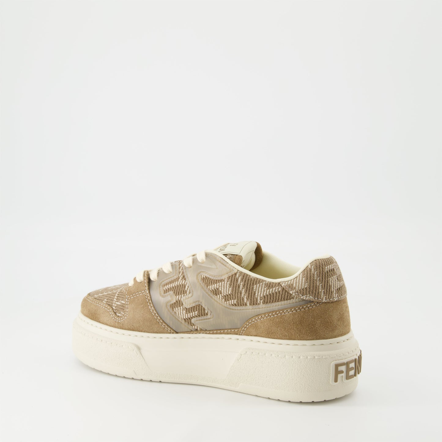 Platform Sneakers Beige Jacquard