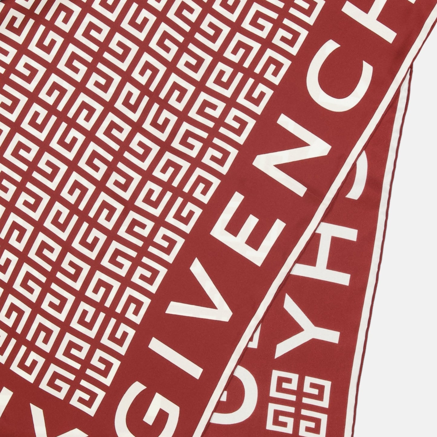 Monogram Border Scarf – Red & White