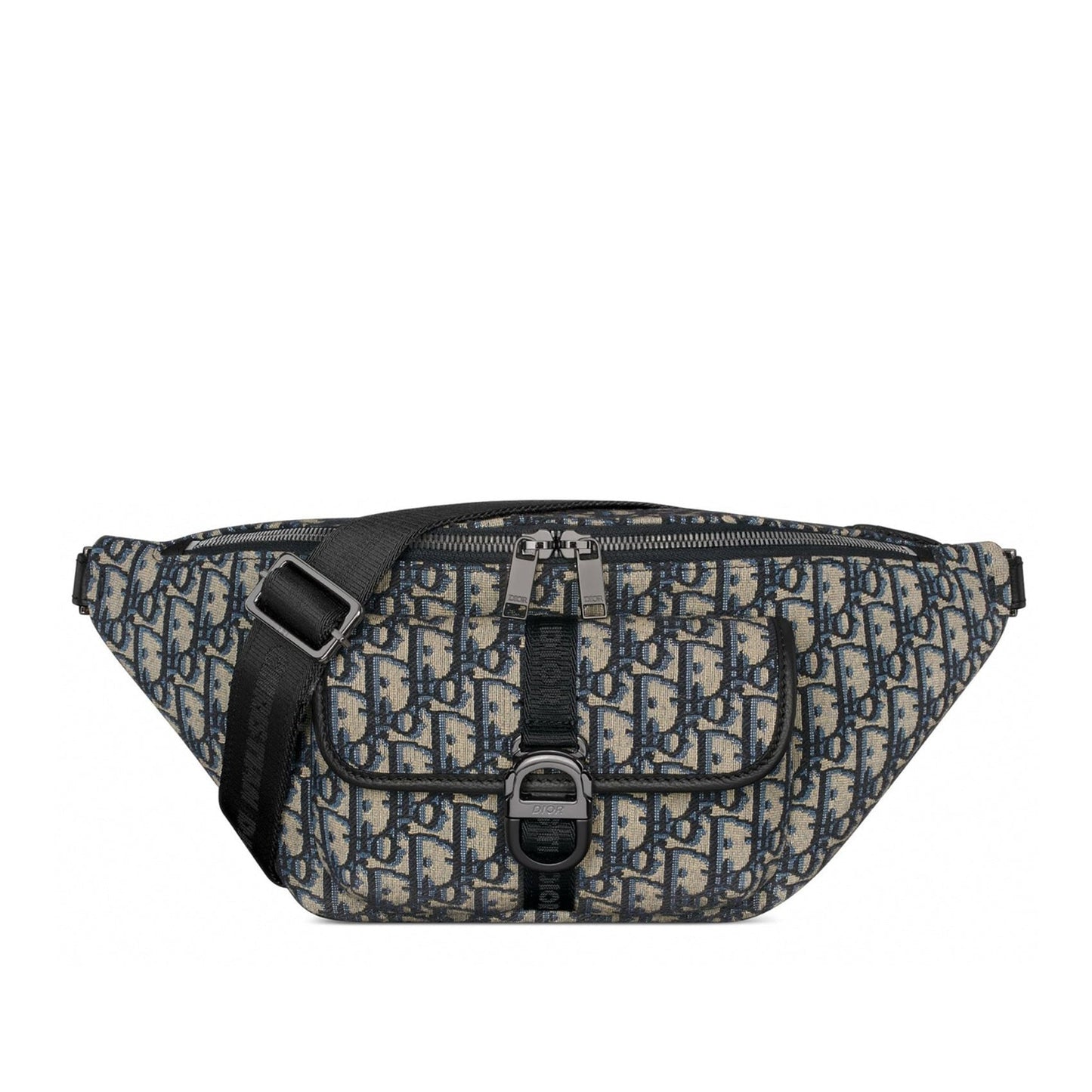 Oblique Jacquard Belt Bag Beige and Blue