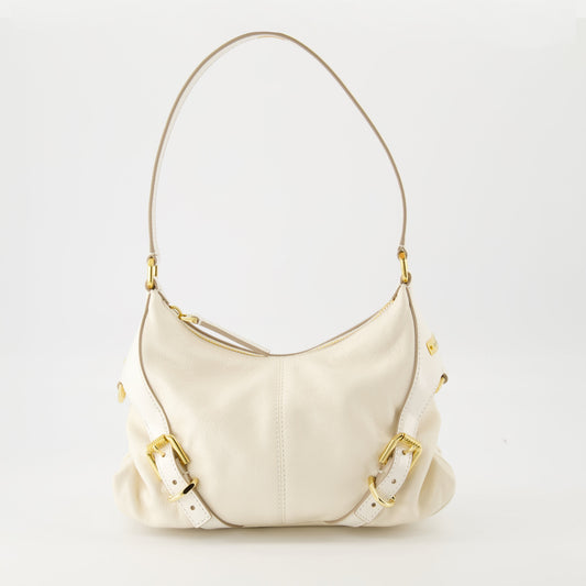 Cream Leather Buckle Detail Mini Shoulder Bag