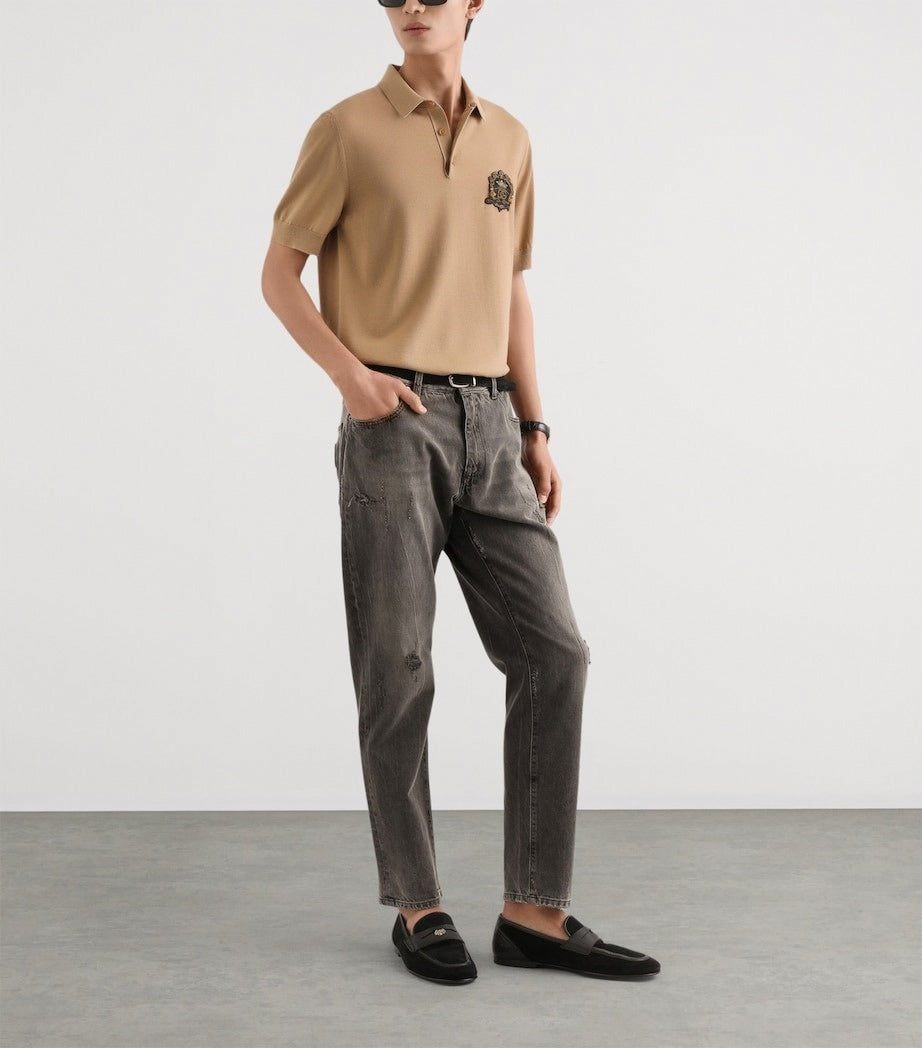 Virgin Wool Crest Polo Shirt