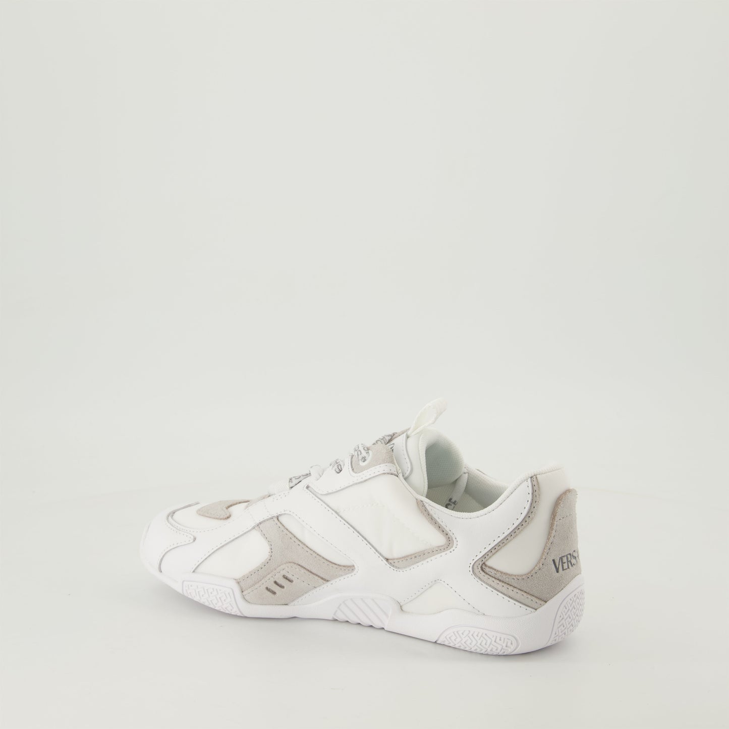 White and Beige Panel Sneakers