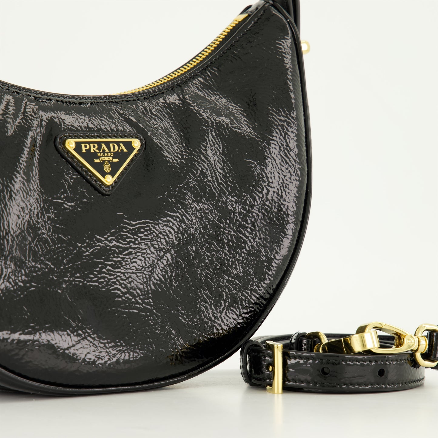 Patent Leather Shoulder Bag (Black)