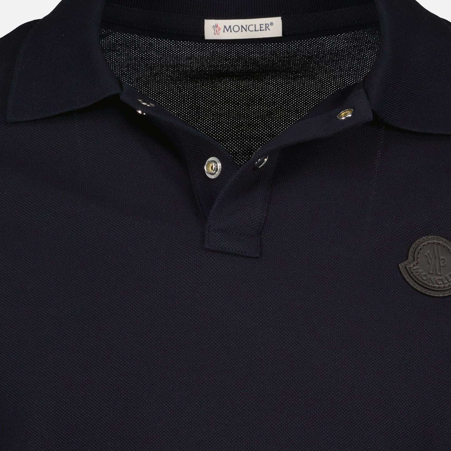 Navy Polo with Tonal Logo Patch