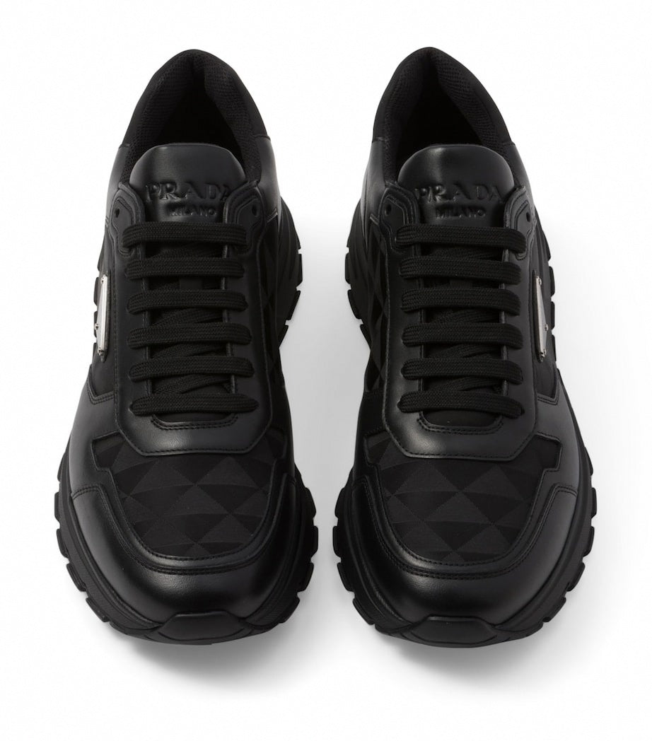 Leather & Re-Nylon Low-Top Sneakers
