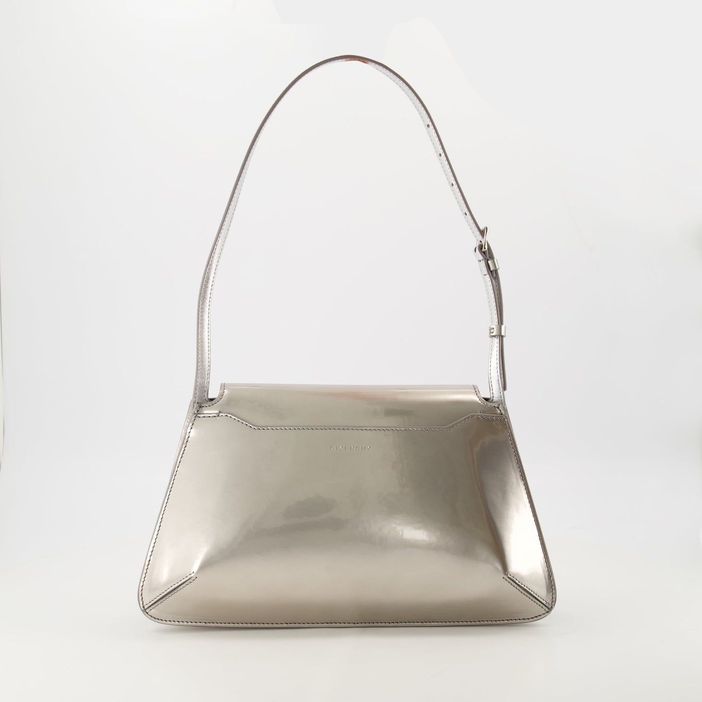 Metallic Silver Leather Shoulder Bag with 4G Logo
