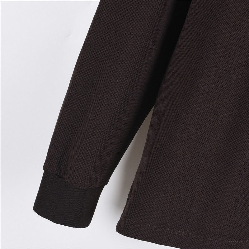Long-Sleeve Polo Shirt with Vintage Check Collar