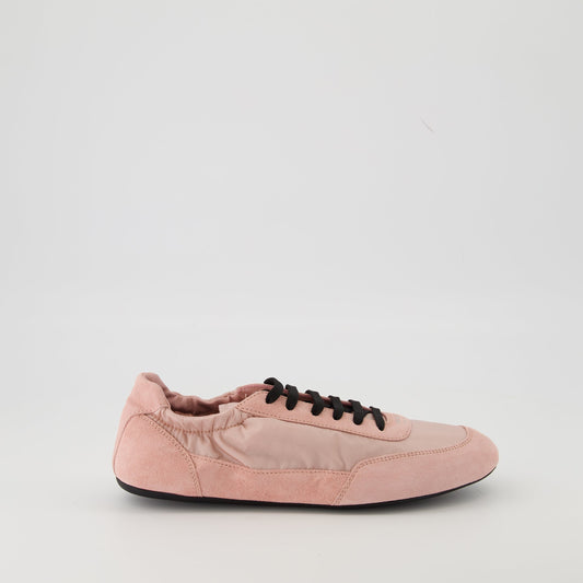 Pink Suede & Nylon Sneakers