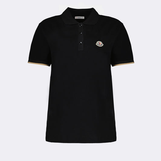 Women’s Black Polo Shirt with Contrast Trim