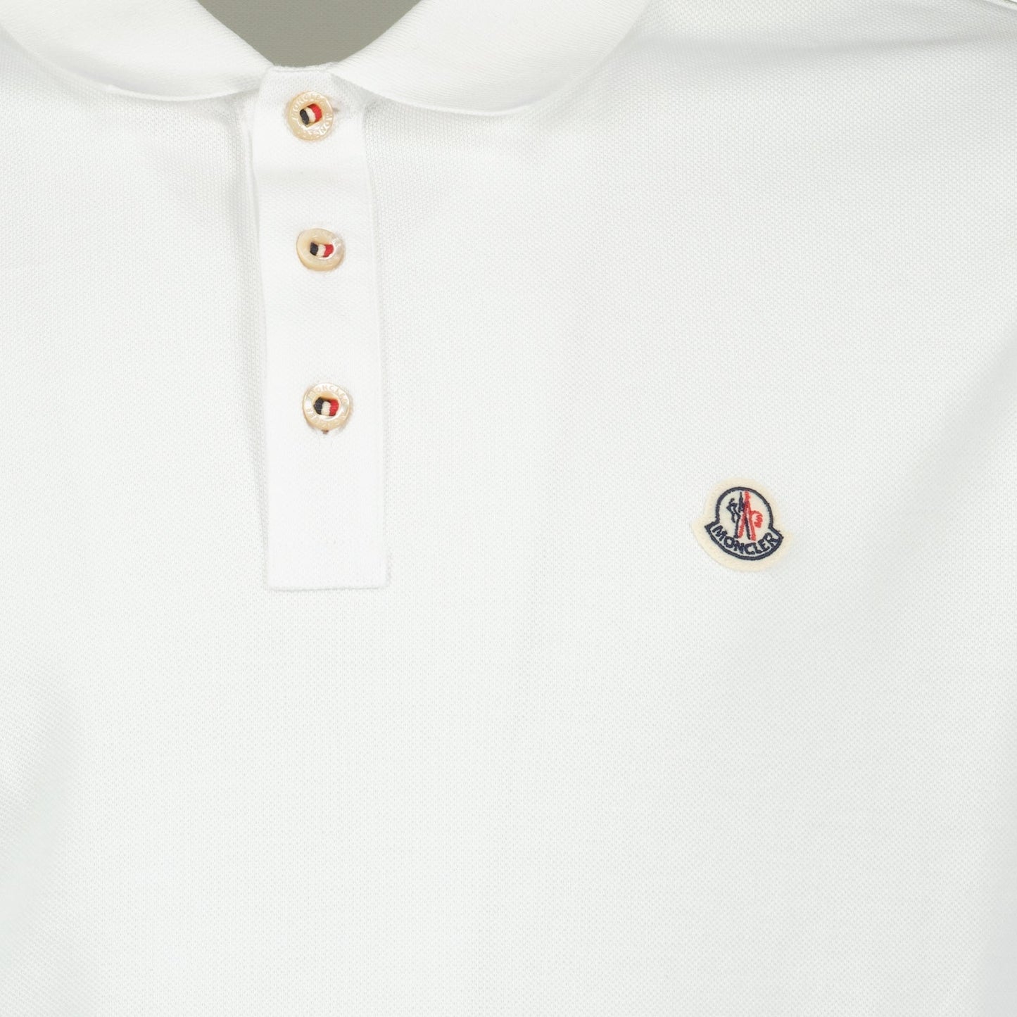 White Polo Shirt with Signature Button Detail