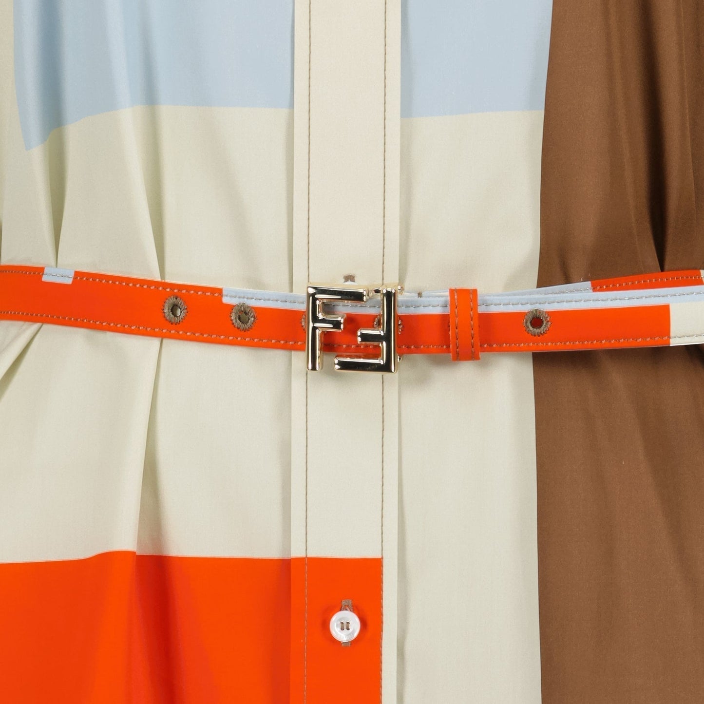 Abstract Color-Block Belted Shirt Dress